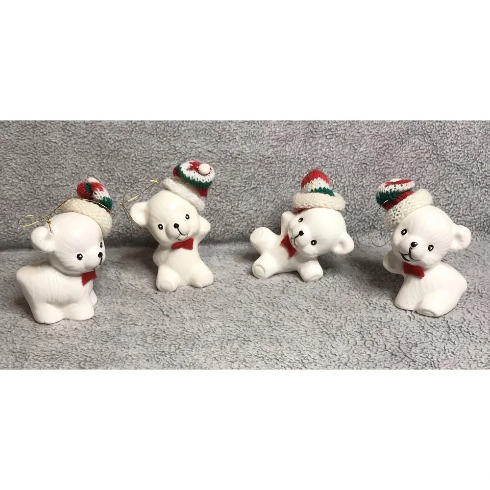 Vintage Christmas Around The World Snow Bear Ornaments‎ W/Box Set of 4 54012